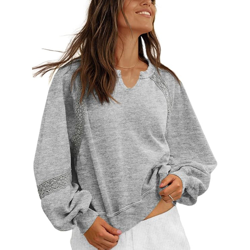 Dame Sweatshirt Afslappet V-hals Blonde Sweater