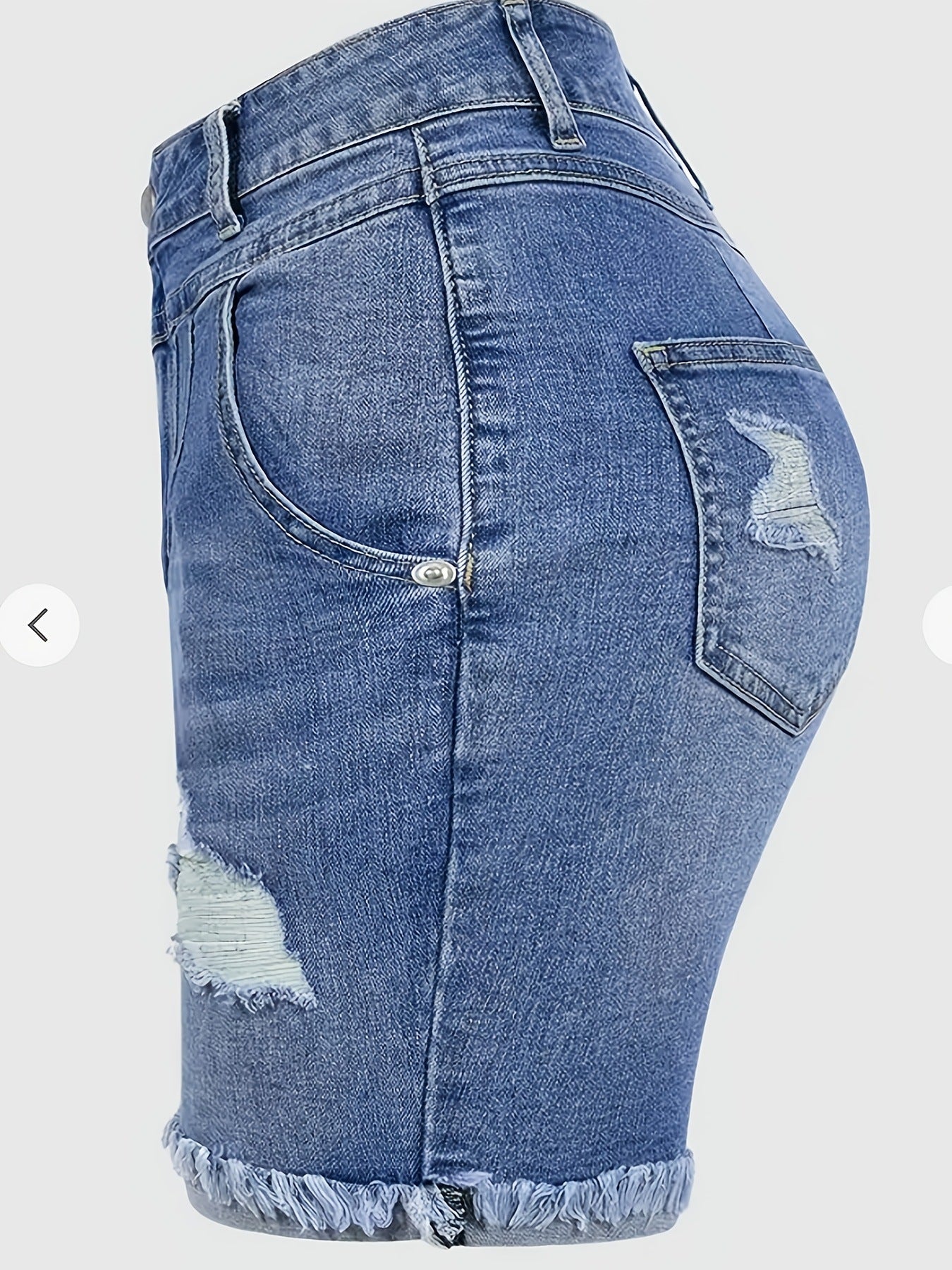 Ripped Denimshorts til kvinder i store størrelser med høj elasticitet