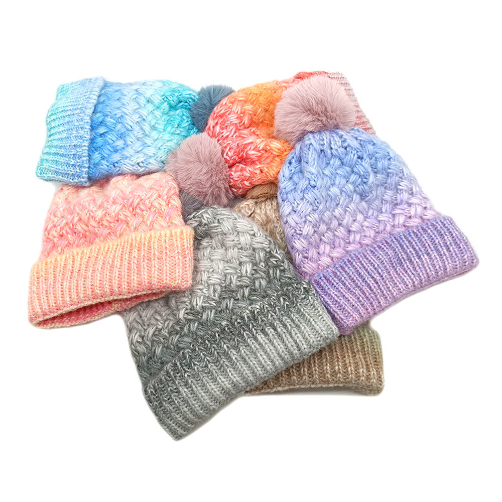 Cold-proof Woolen Cap Female Fleece-lined Thermal Knitting