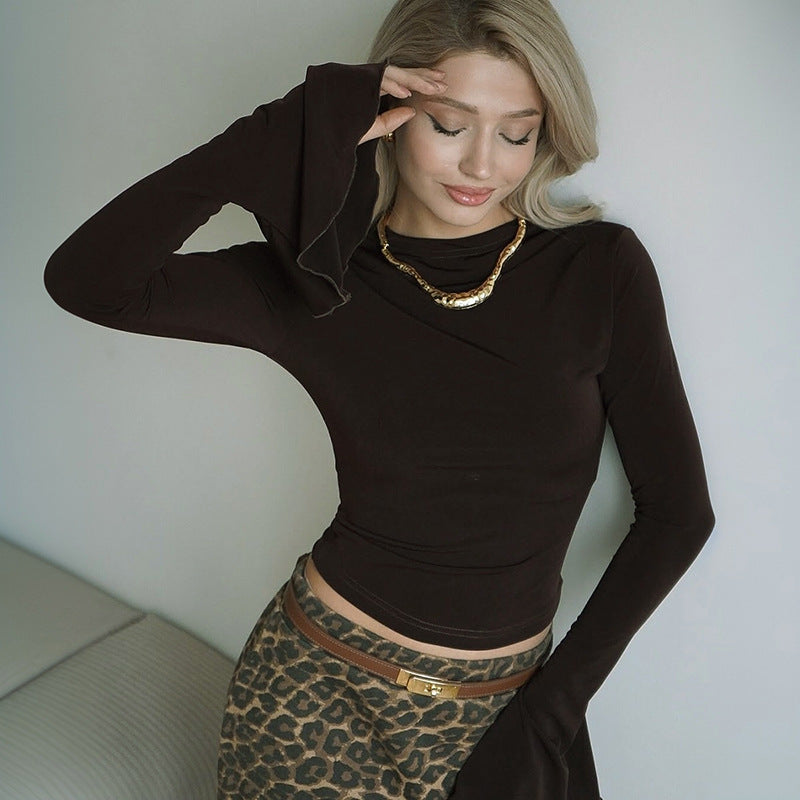 Women's Solid Color Casual Flared Long Sleeve Top