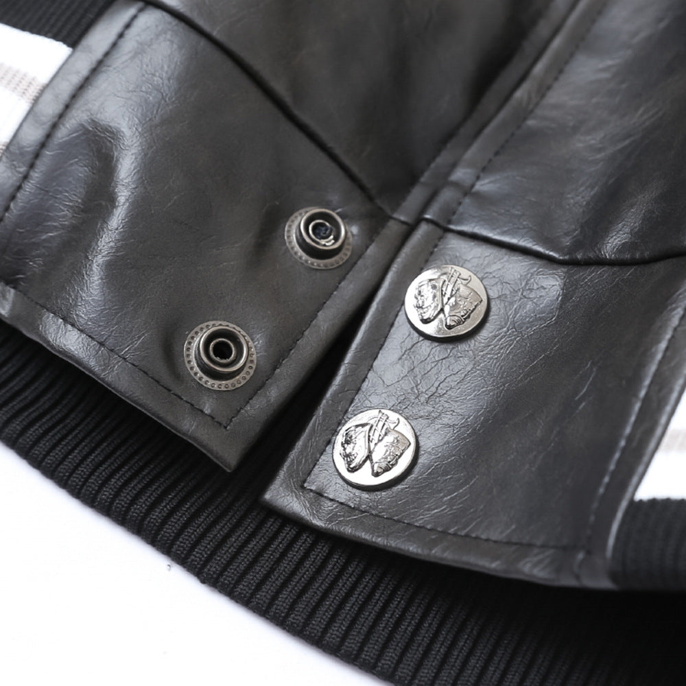 Flower Letter Printing Motorcycle Jacket Men