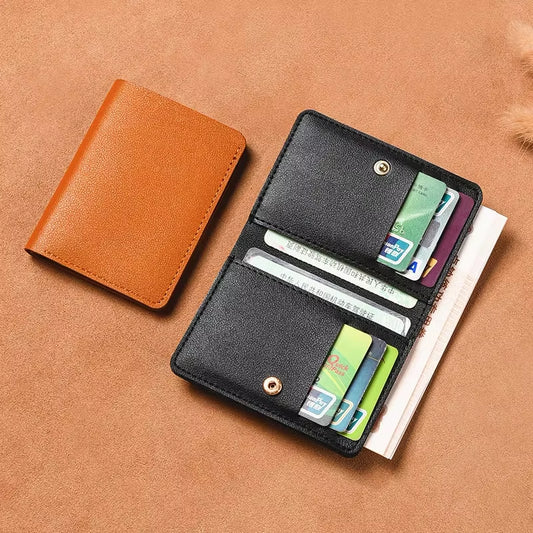 2025 New Women'S Wallet Simplified Folding Button Small Wallet Driver'S License Card Bag Male Student Soft Leather Wallet