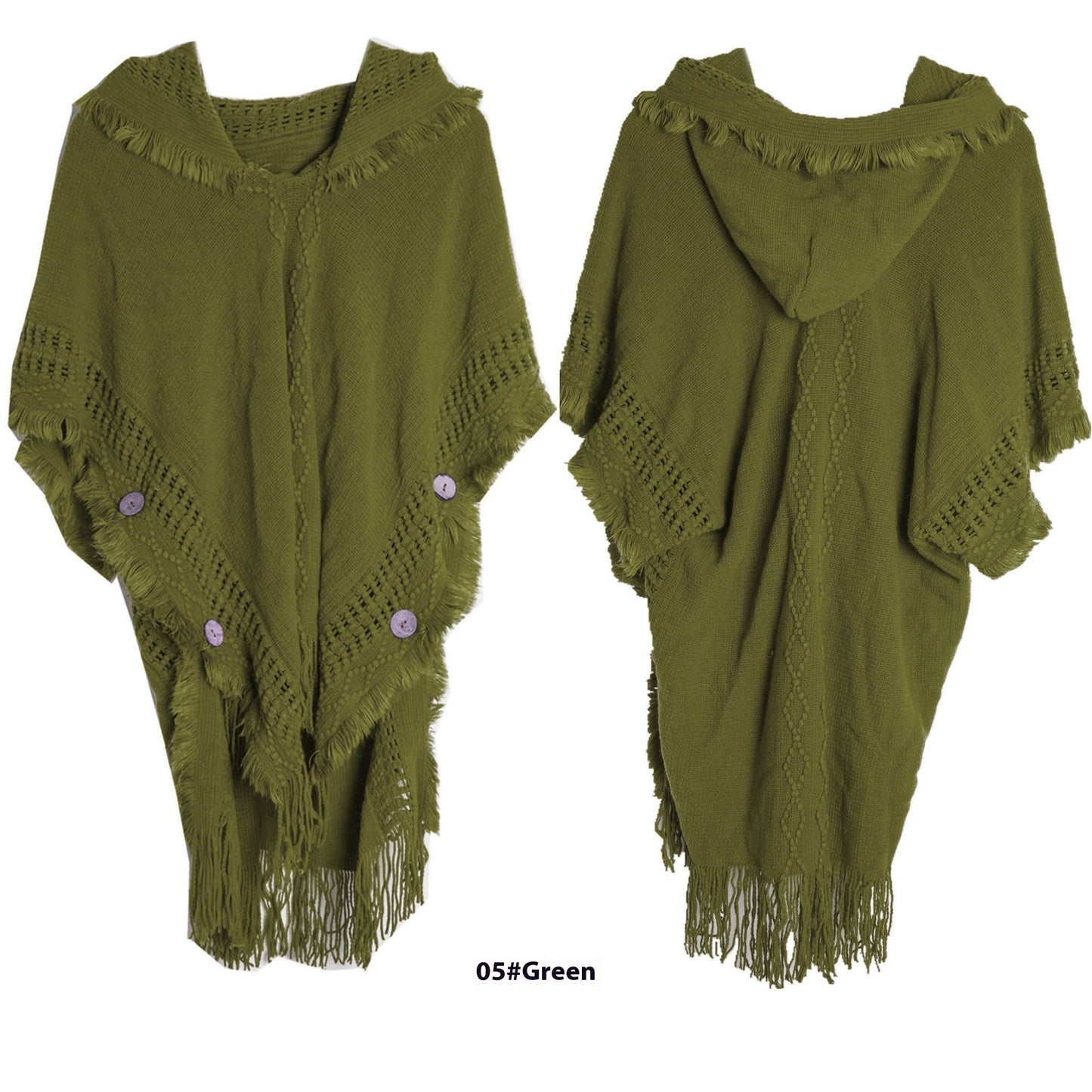 Button Shawl Bohemian Tassel Sweater