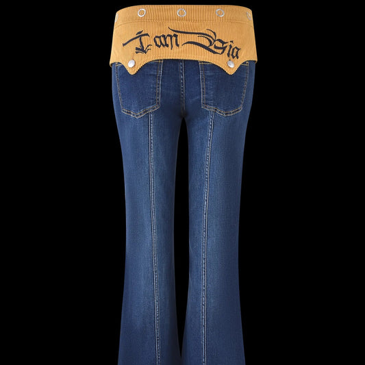 Corduroy Patchwork Denim Neck For Women