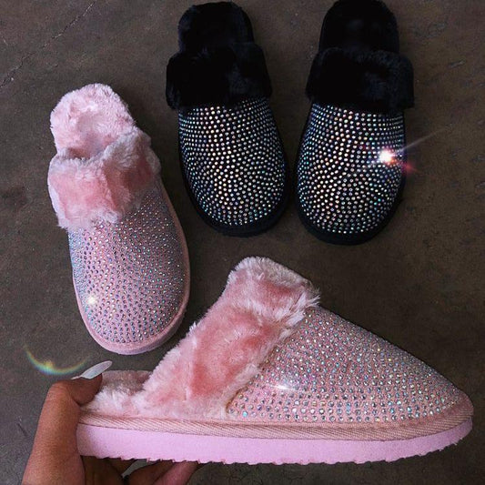 Bright diamond plus fluffy slippers