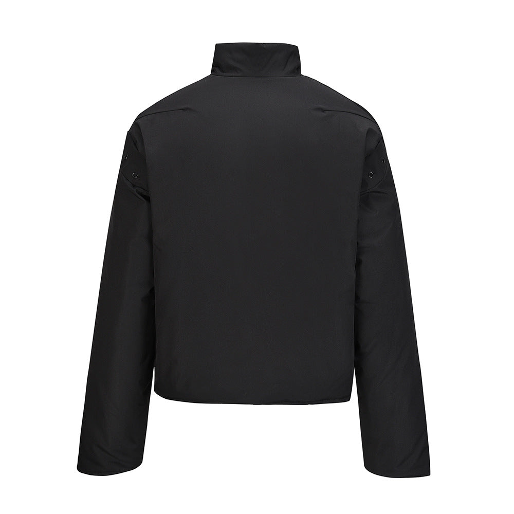 Loose Casual Pocket Zipper Solid Color Stand-up Collar Cotton-padded Coat