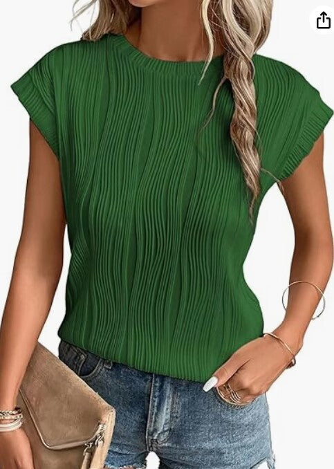 Dame Modetoppe Rund Hals Super Korte Ærmer Ensfarvet Sommer T-shirt