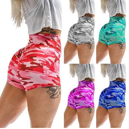 New Camouflage Army Green Hips High Waist Shorts