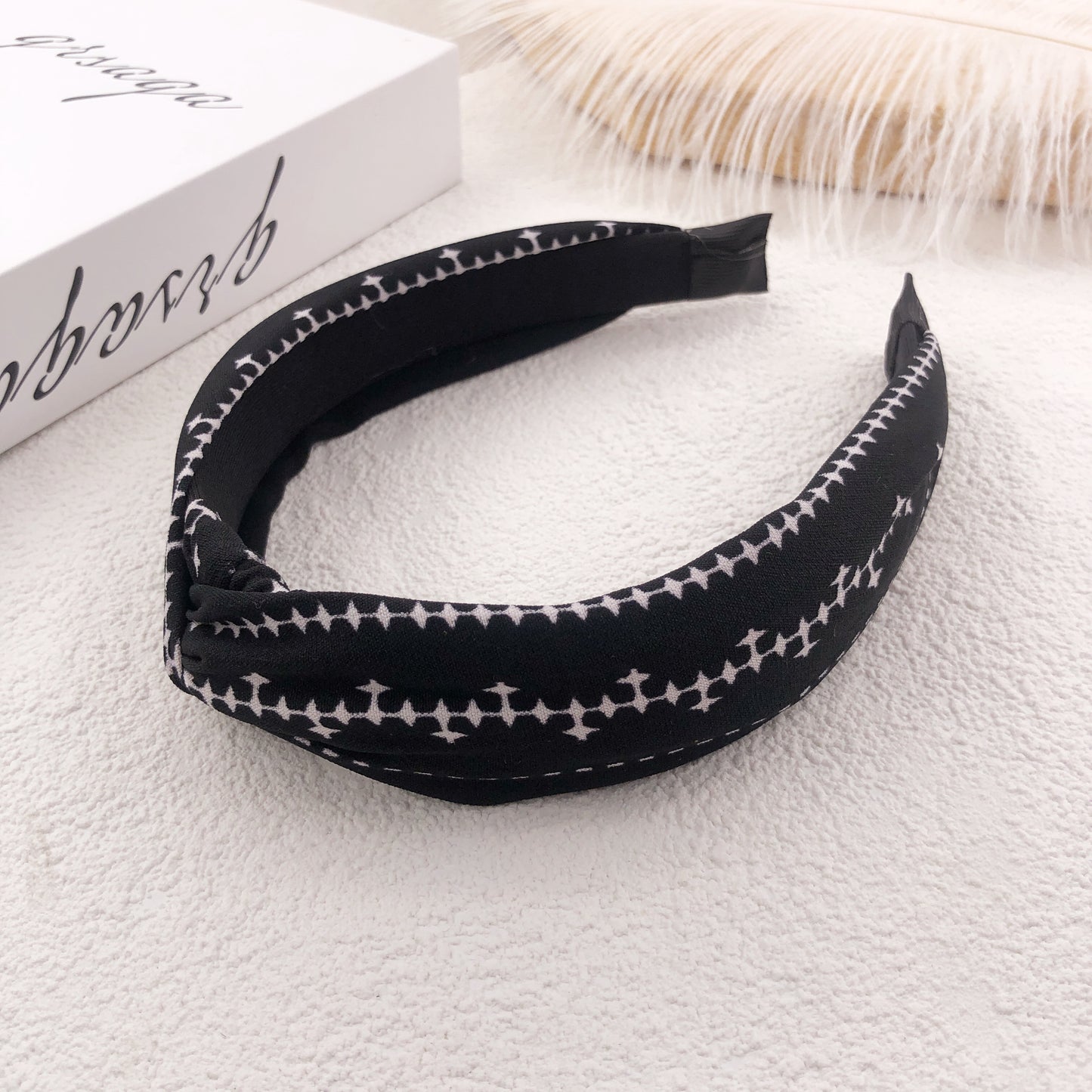 Suede flower hit color headband