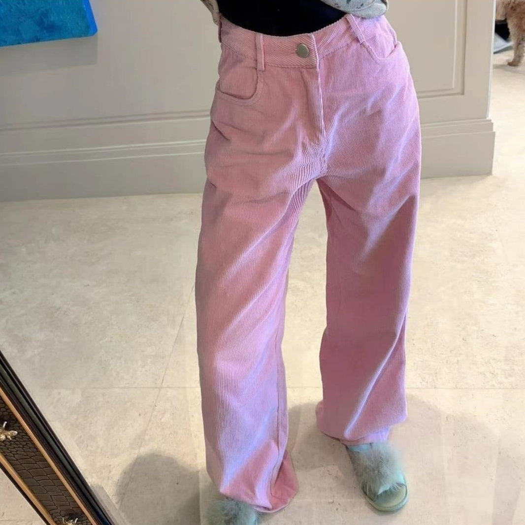 Slimming And Straight Corduroy Casual Pants Trousers For Women