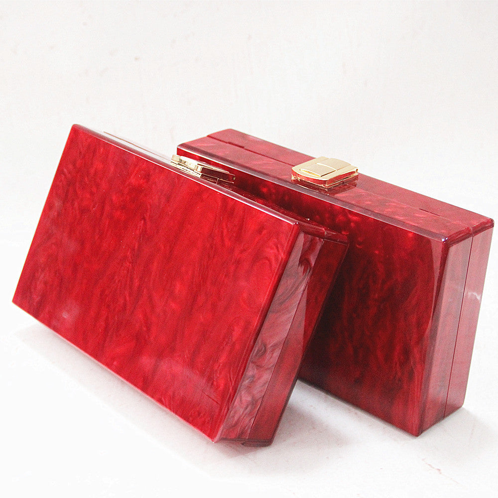 Ny stil pung Én skulder messenger taske Mode dame rød perlemor akryl taske banket clutch