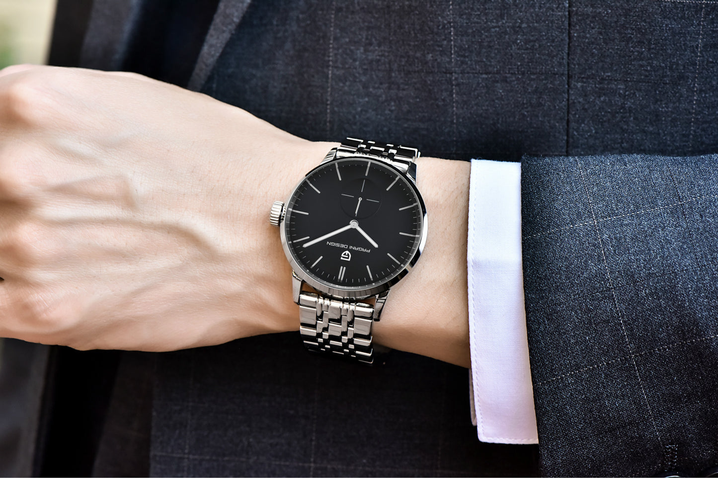 Bergani steel band quartz watch