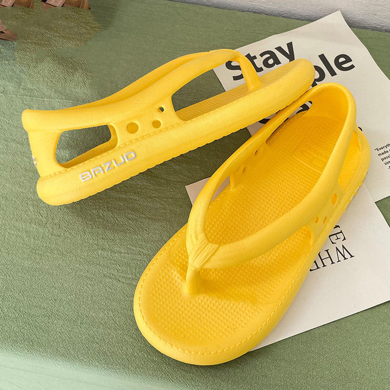 Women's Summer Outer Wear Solid Color Thick Bottom Flip Flops