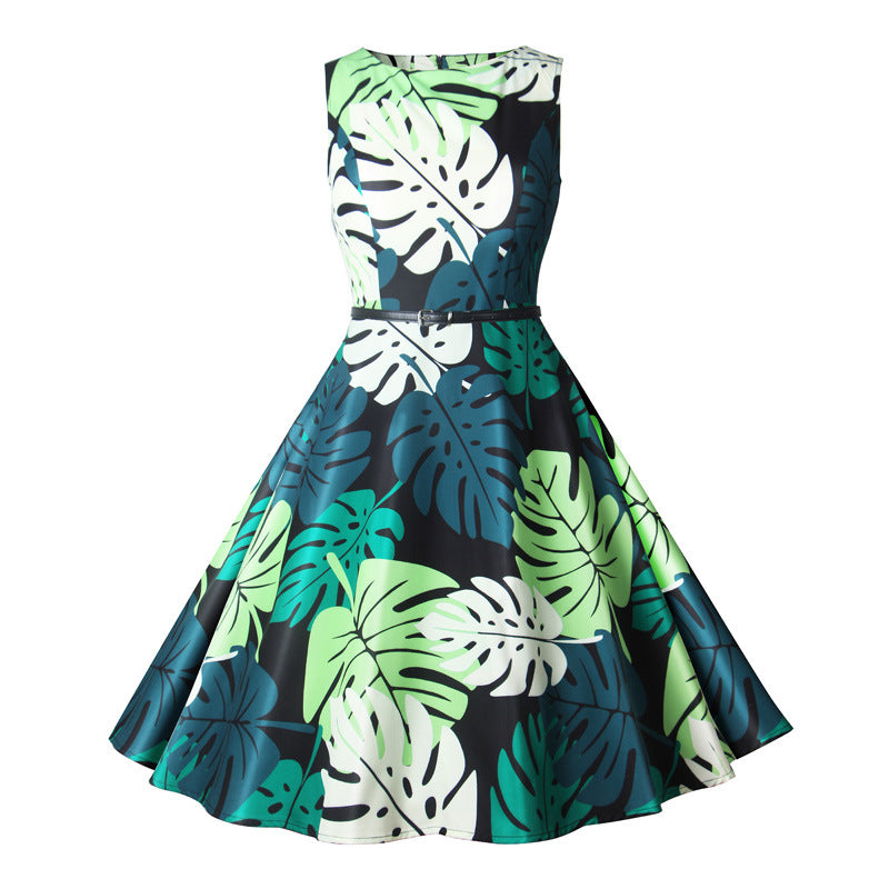 1950s Retro-Style Flapper Dress With A Festive Print