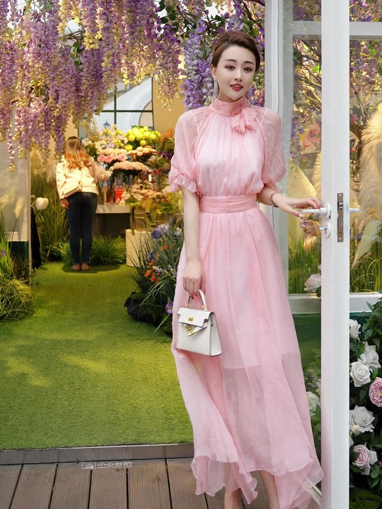 Waistband Gentle Fairy Exquisite French Long Dress