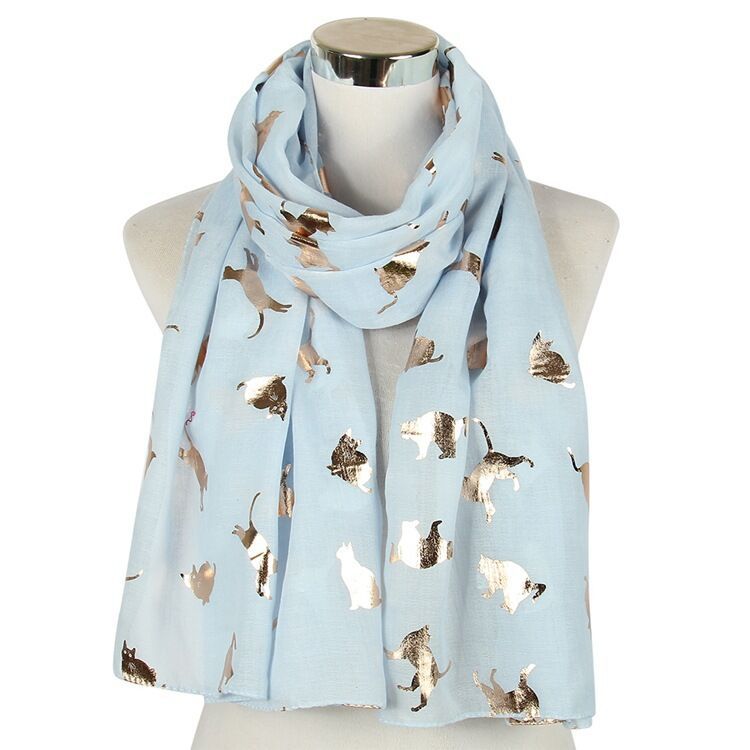 Big cat bronzing printed polyester scarf