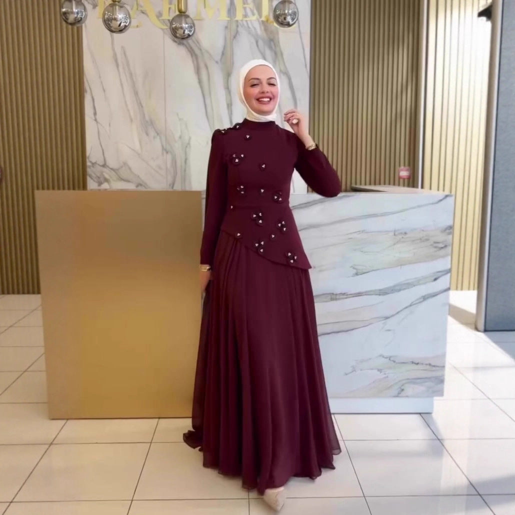 Elegant Graceful Long-sleeved Dress With A Flowing Silhouette