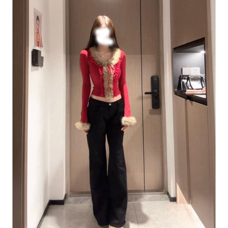 Womens French-style Soft And Alluring Figure-hugging Base Top