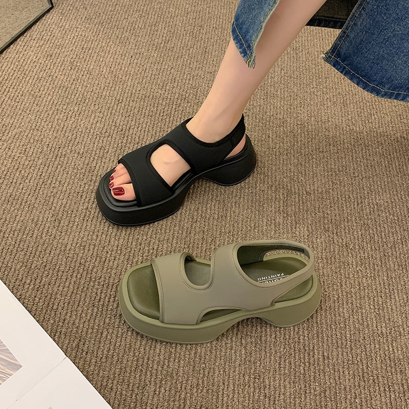 Summer New Casual Stretch Cloth All-match Muffin Thick Sports Sandals