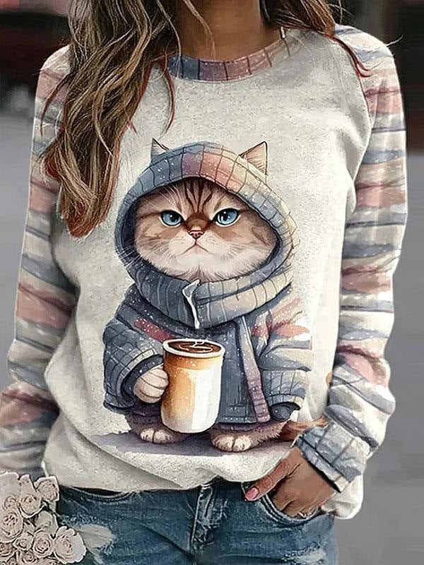 Mode Digital Afslappet Løs Dametrøje