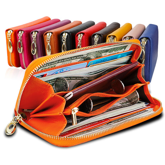 New Ladies Leather Multifunctional Large Capacity Long Zipper Wallet