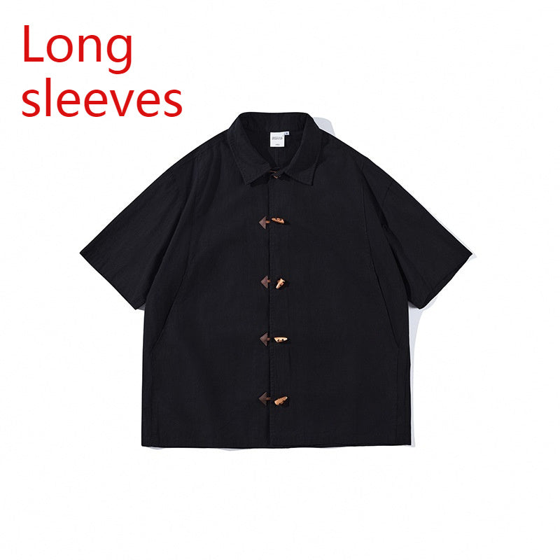 New Chinese Style Claw Buckle Men's Short-sleeved Shirt
