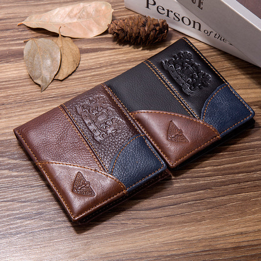 Vintage First Layer Leather Coin Wallet Multi-card Money Clip