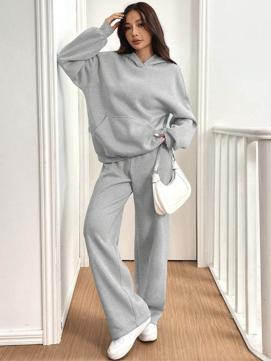 Womens Casual Warm Hooded Top And Pants Set