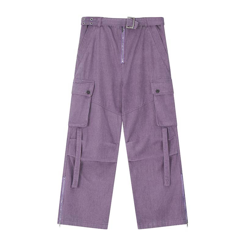 Purple Fashion Design Multi-pocket Hip-hop Streetwear Cargo Jeans