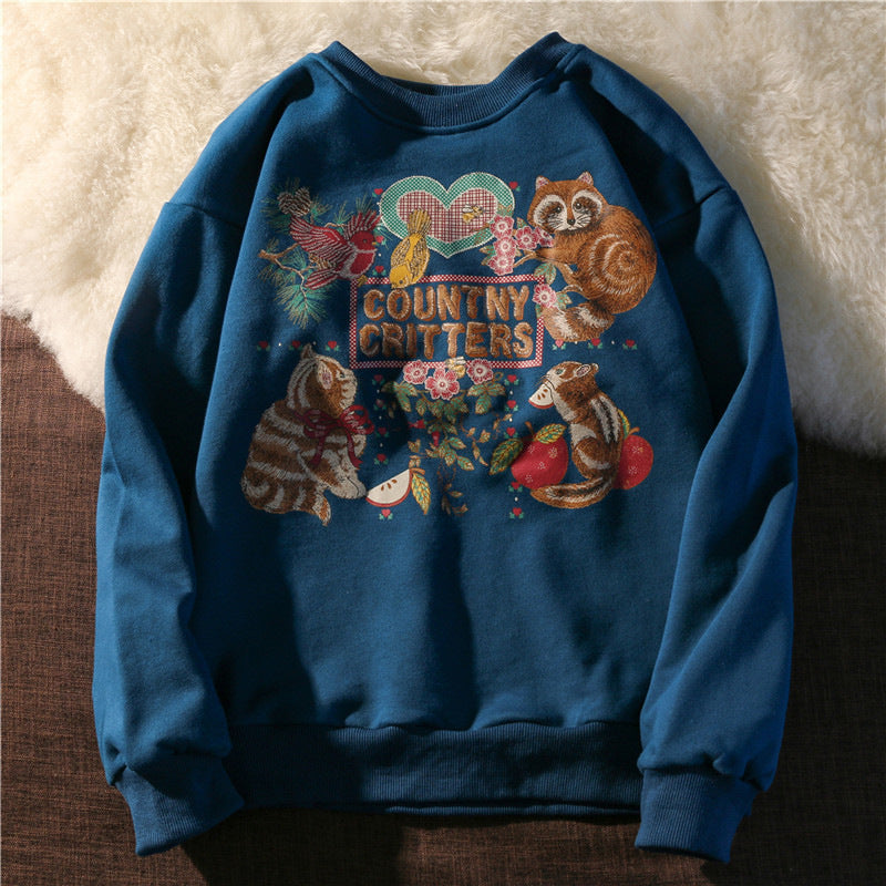 Dame Sweaterjakke med Broderi og Opretstående Krave