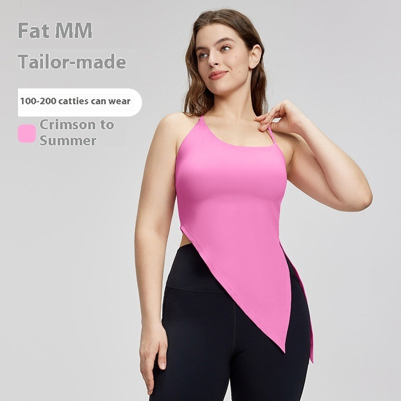 Spaghetti Strap Plump Girls Yoga Straps Vest Female Plus-sized Chest Pad Not Running Cup