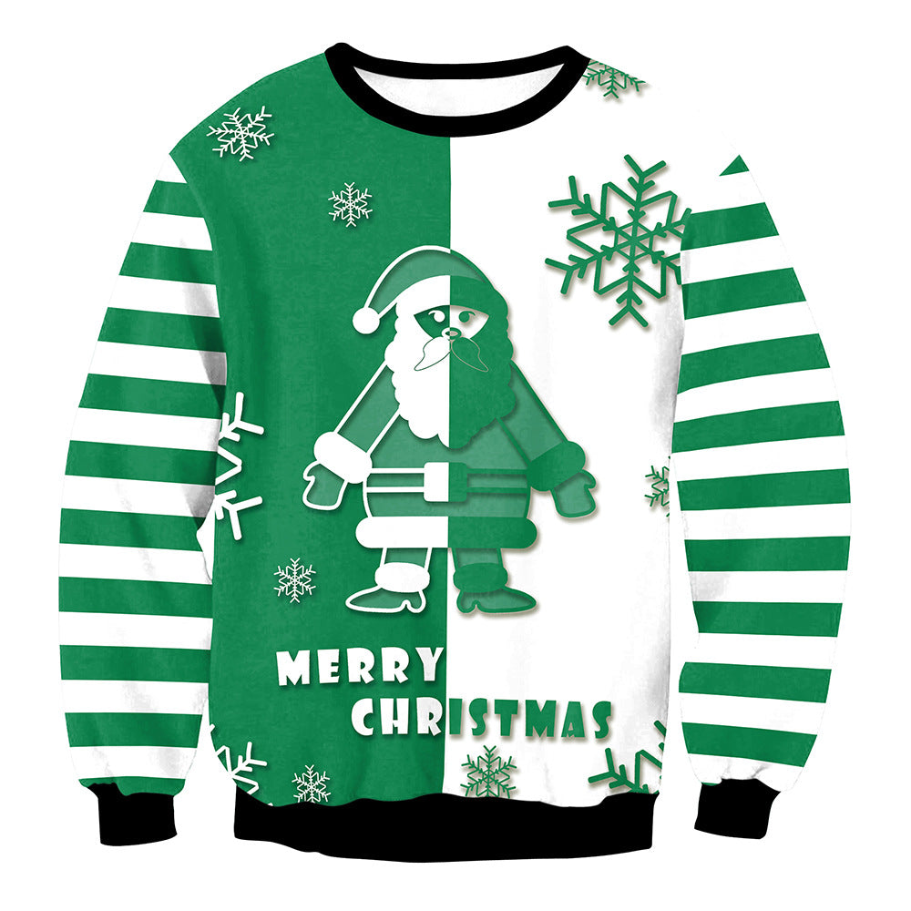 Ensfarvet Elg Jule Digitale Print Sweater Langærmet Frakke
