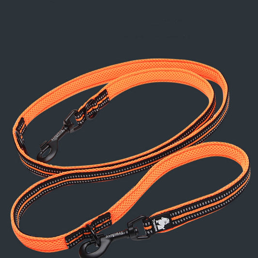 Pet Dog Multi-functional Hand Holding Rope Double-headed Outdoor Chain Crossbody Polyester Reflective