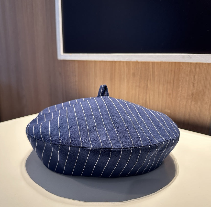 Spring And Summer Striped Retro Beret Hat