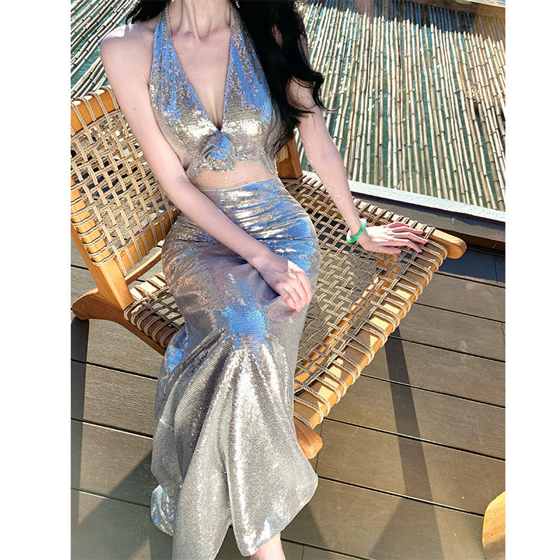 Sequined Evening Gown High-end Light-luxury Dress For Annual Company Events