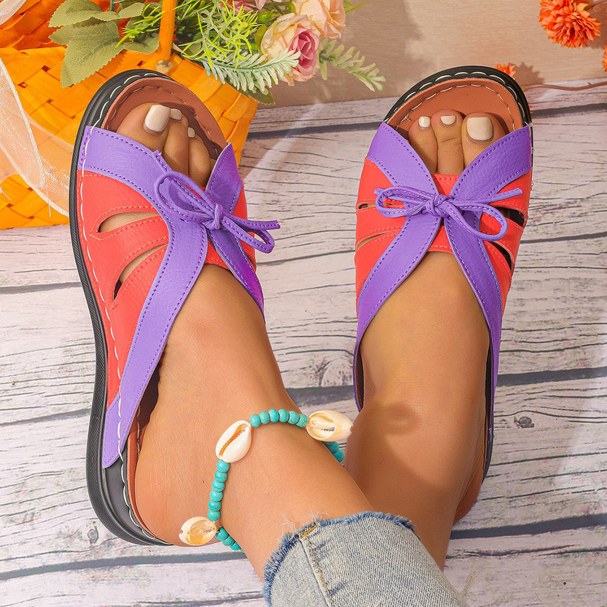 Women's Plus Size Wedge Slippers Hollow Fish Mouth