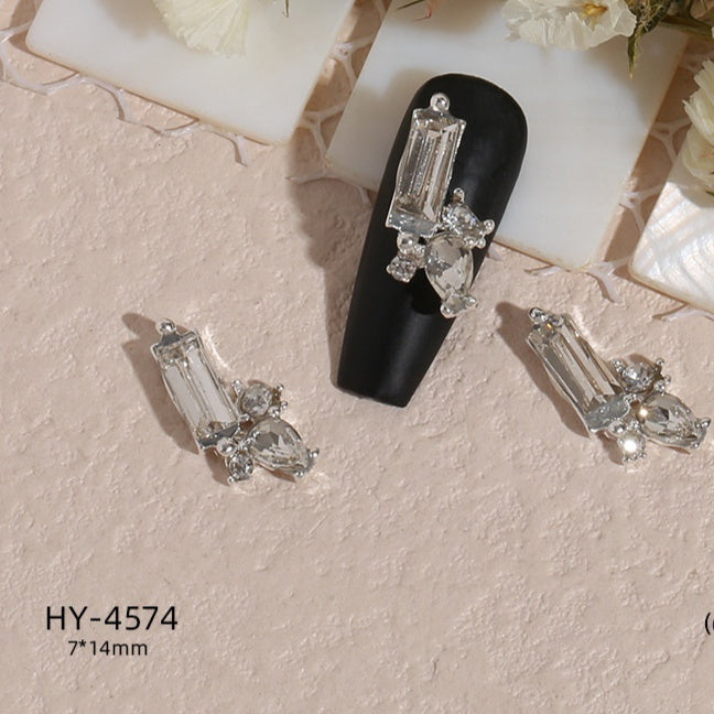 New Nail Beauty Butterfly Silver Metal Alloy Rhinestone DIY Ornament Accessories