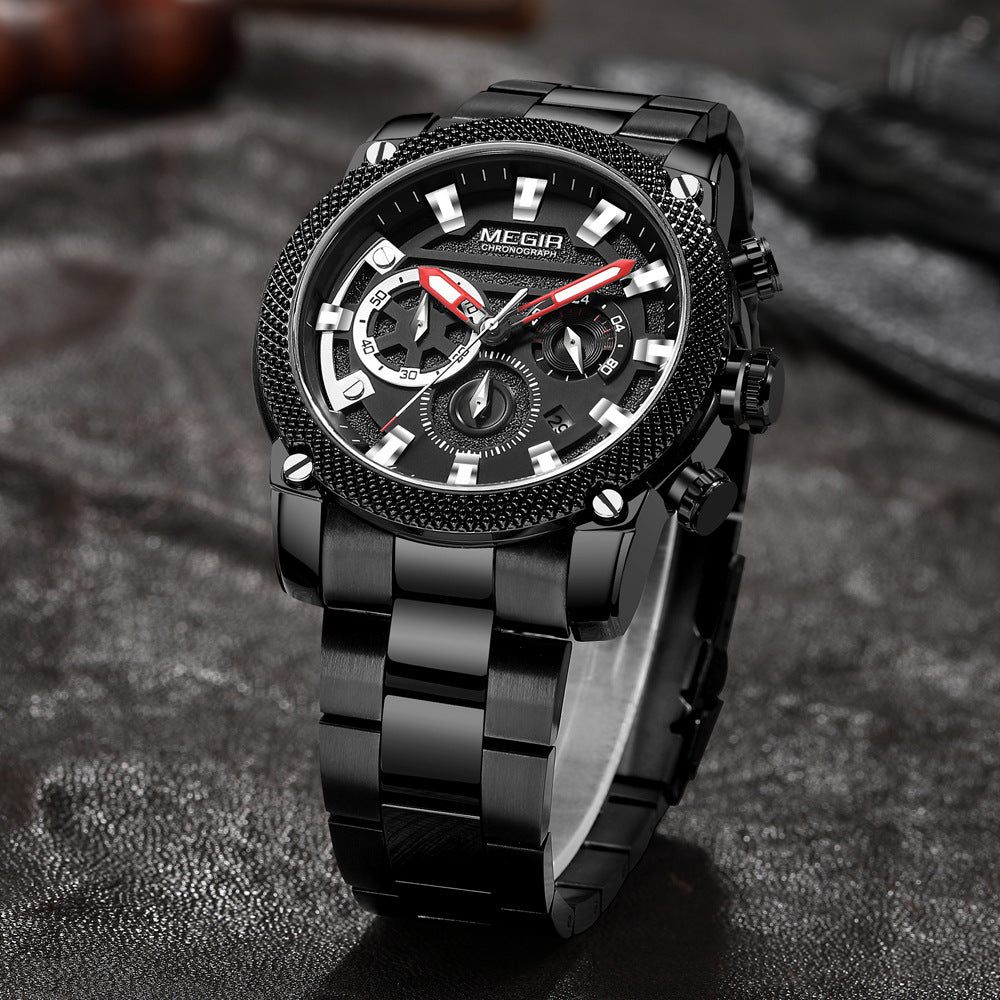 Meijier Watch Men's Fashion Large Dial Business Chronograph Quartz Men's Watch