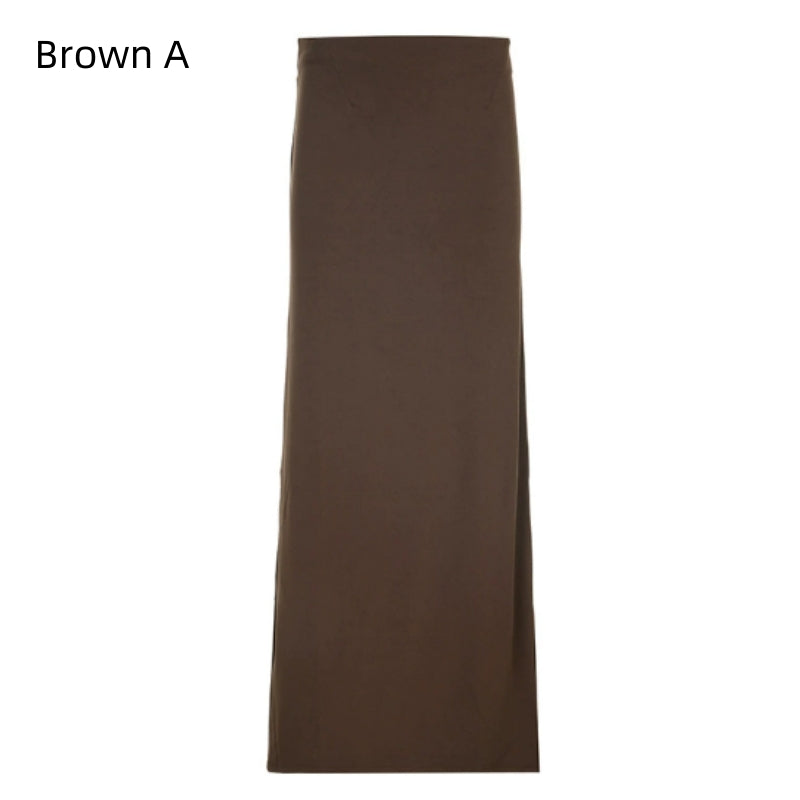 Back Slit Straight Tube Slimming High Waist Black Long Skirt