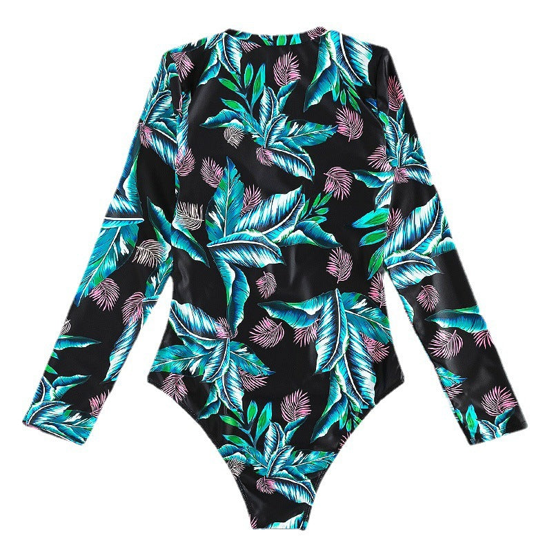 Ladies Conservative Bikini Long Sleeve One Piece Swimsuit