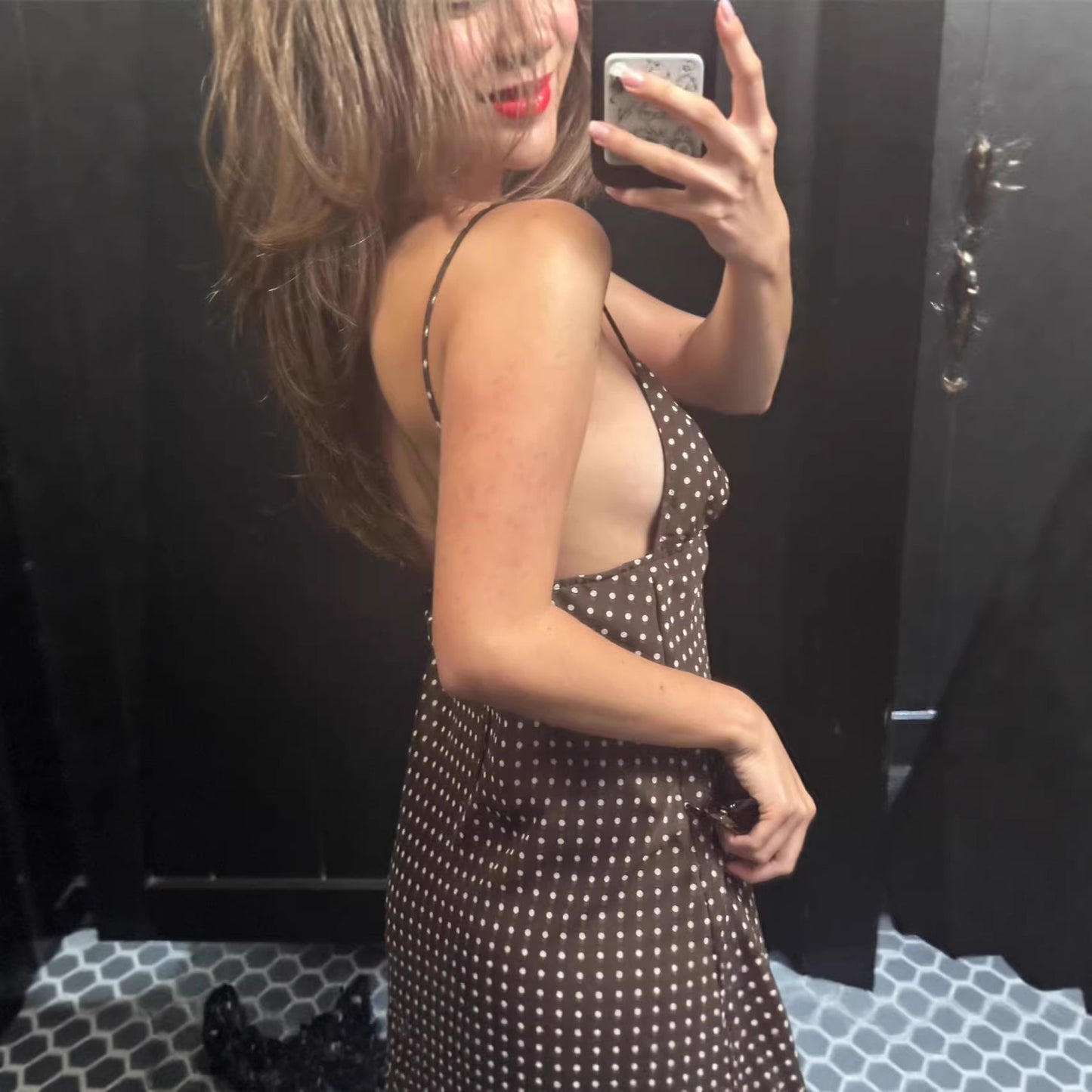 Womens Polka-Dot Slip Dress SpringSummer Vintage Style