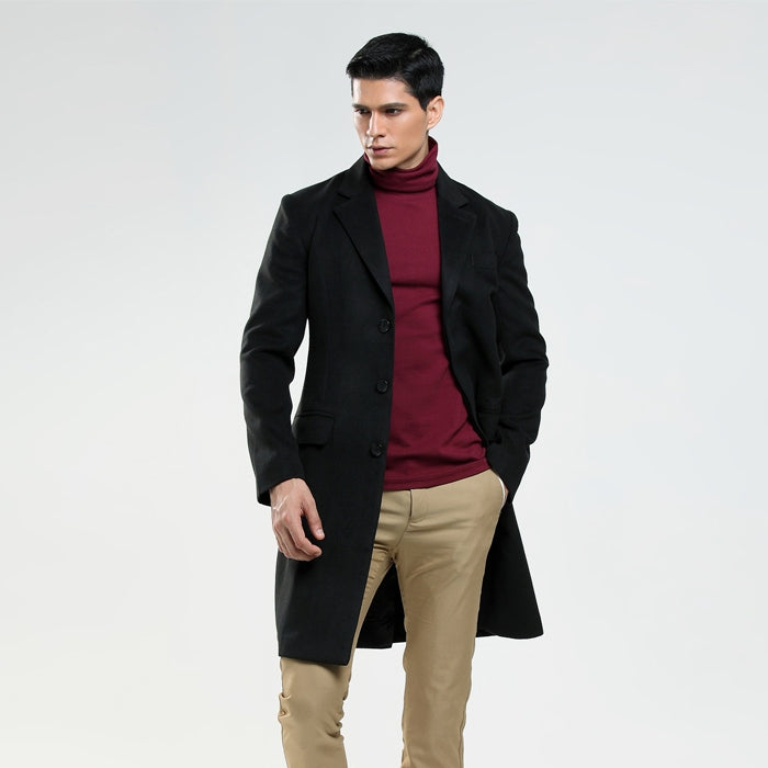 Autumn And Winter Men's Woolen Coat Slim And Long