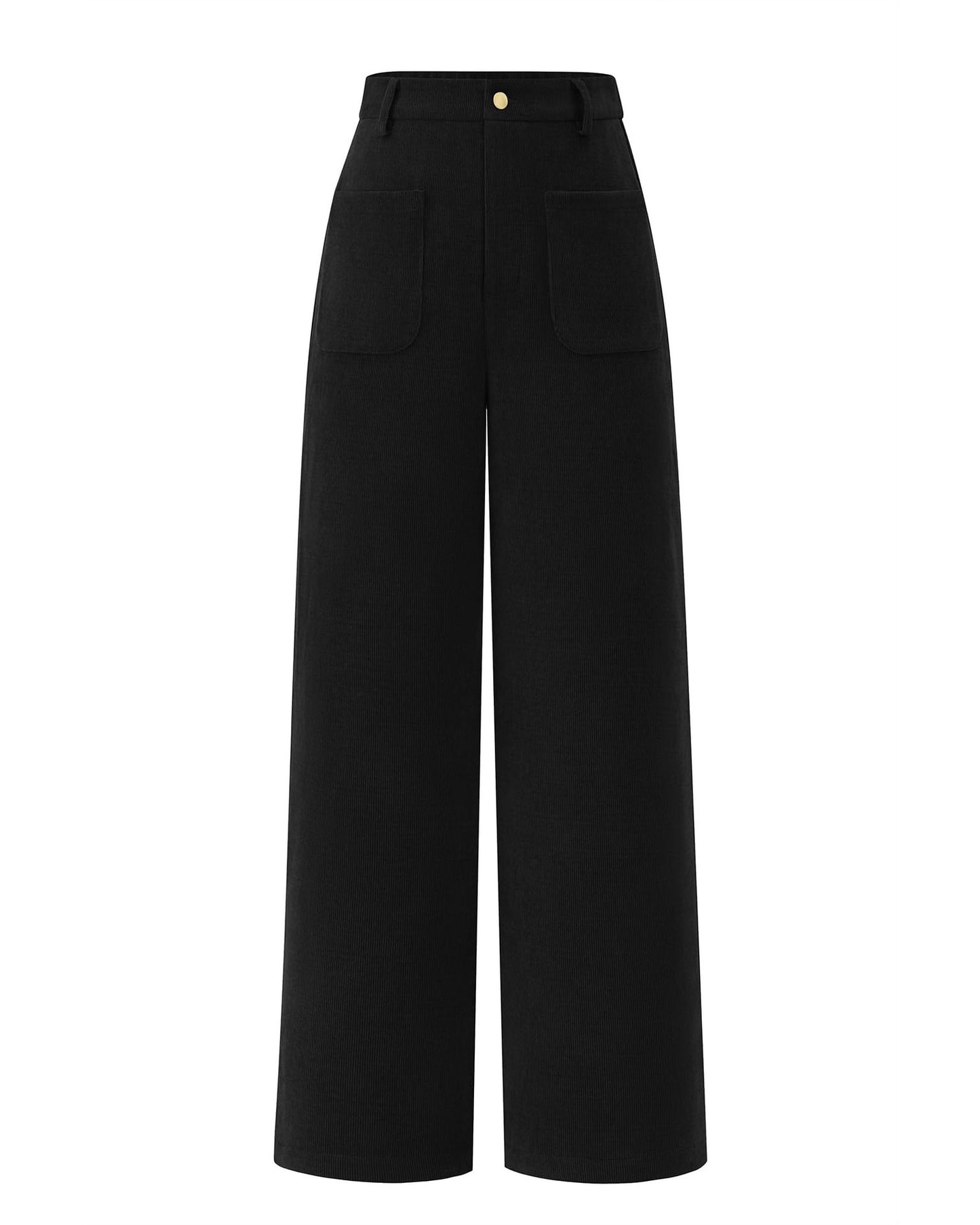 Stretch High Waist Button Wide Leg Pants