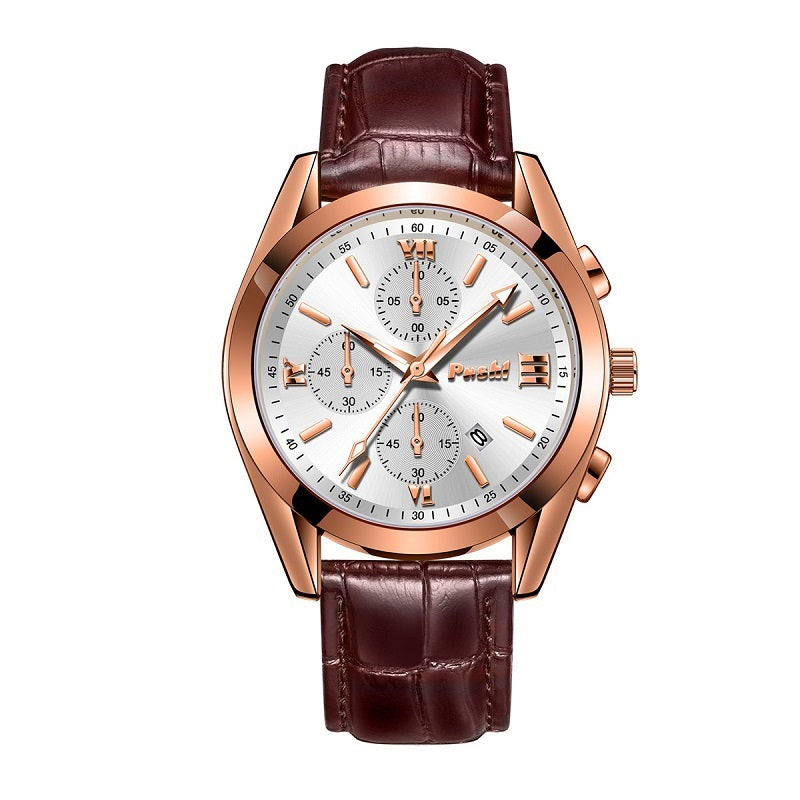 Fashion Men's Quartz Watch High-end Business Waterproof Watch Genuine Leather