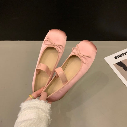 Flat Gentle Ballet Slipper Spring And Summer New French Vintage Satin Peas Shoes