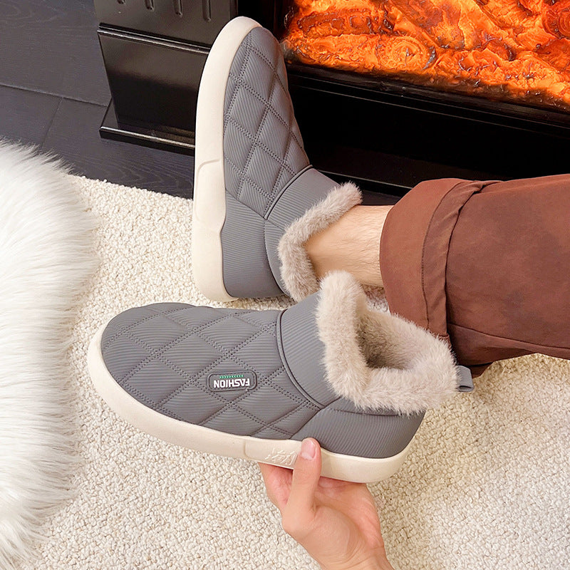 Fleece-lined Waterproof Low-top Snow Boots With Thick Sole For Warmth