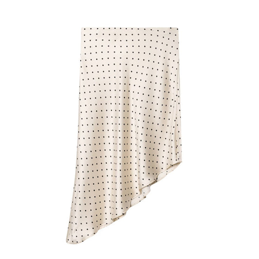 Womens Asymmetrical Polka-Dot Silk-Texture Skirt