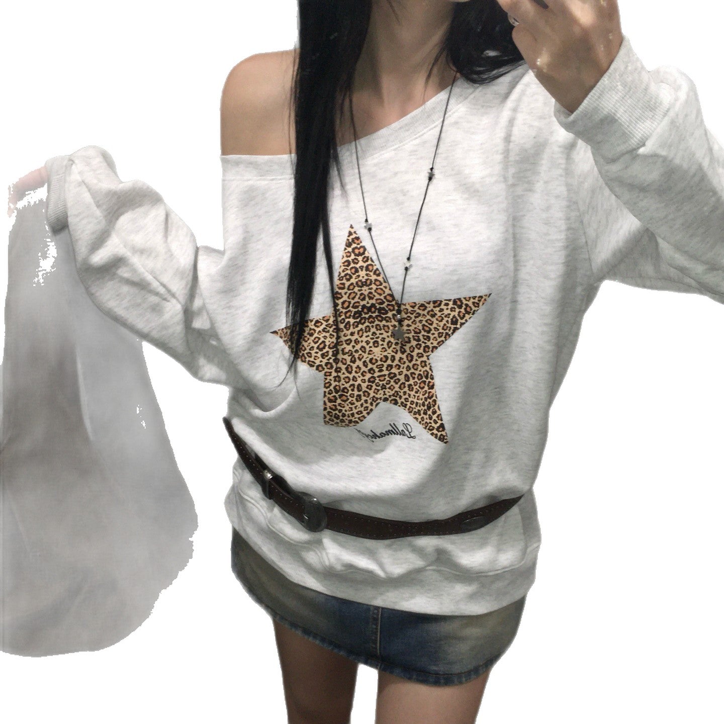 Printed Large Hoody Women's Clothing Loose And Idle Comfortable Crew Neck Coat