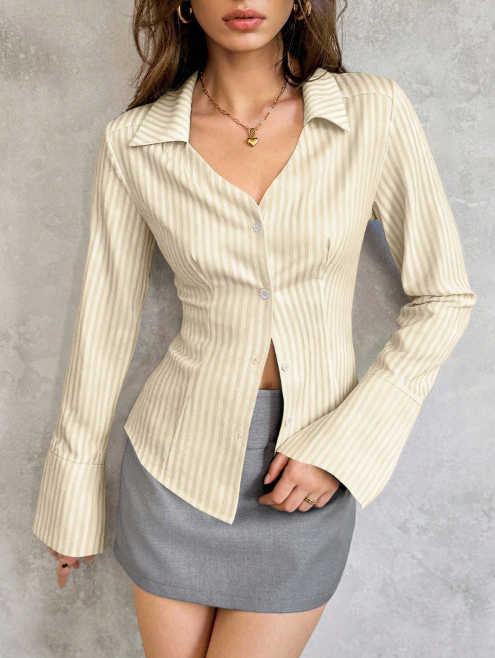 Women's Striped Casual Long-Sleeve Shirt