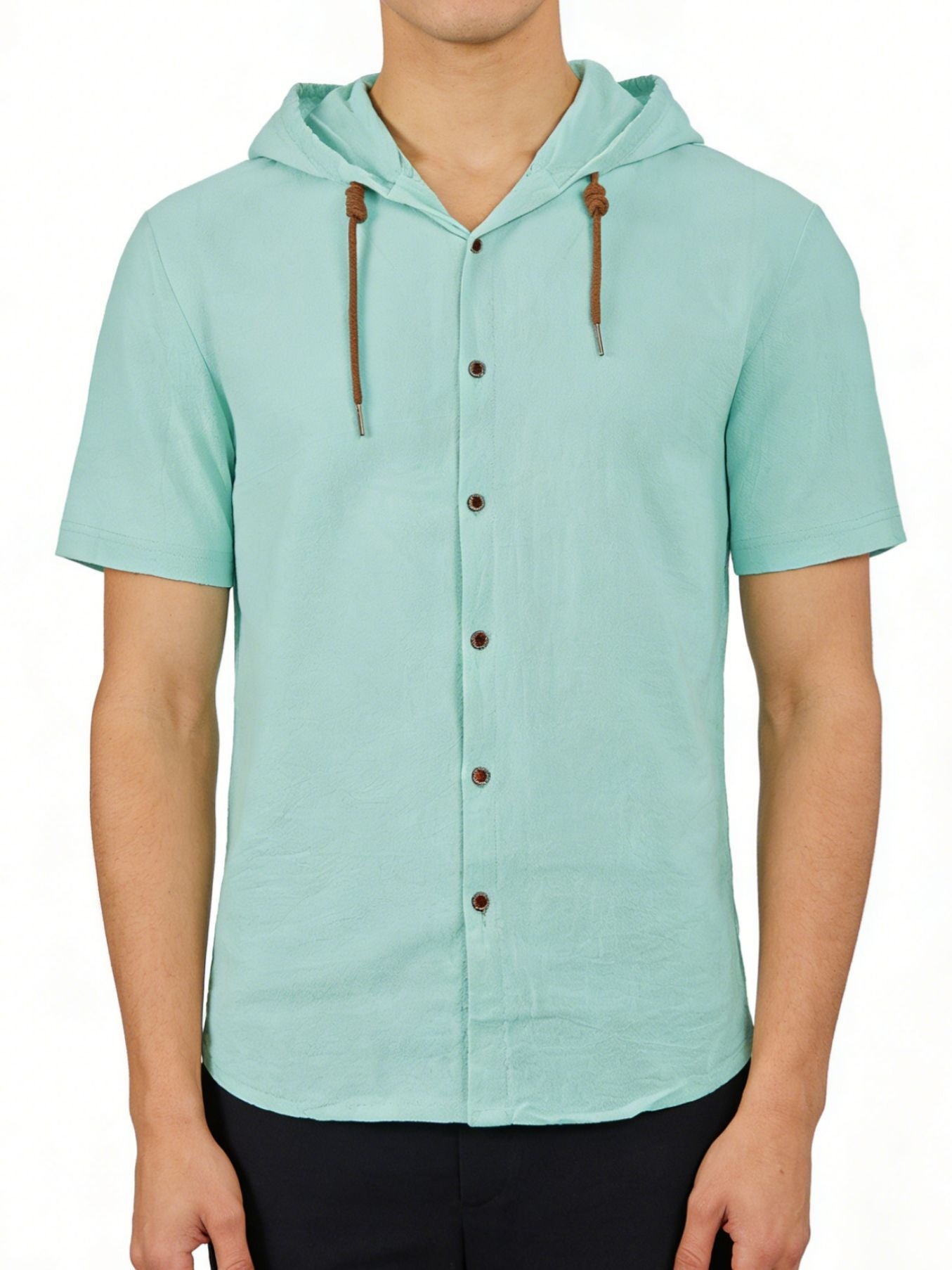 Loose Hooded Short-sleeved Shirt For Men